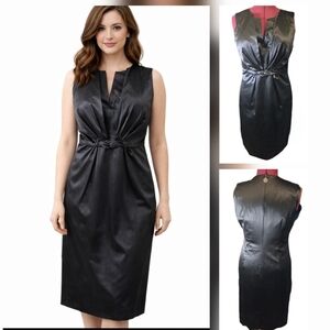 Elie Tahari Black Silk Sheath Dress | Twist Waist | Fully Lined | US 14